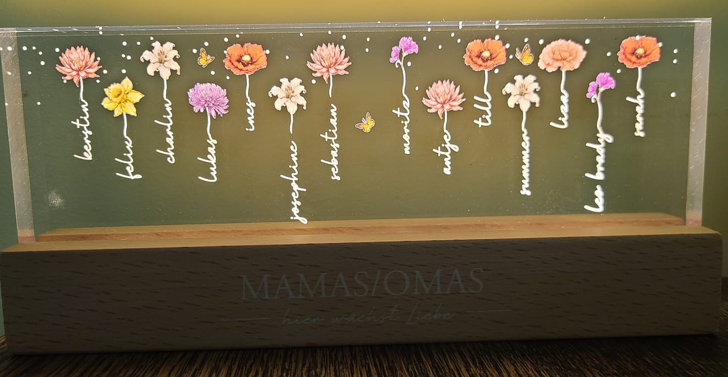 Customer photo review of Omas Garten - Personaliserter LED Aufsteller mit Blumen und Namen
