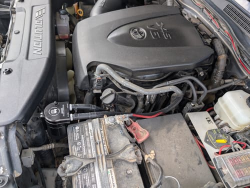 Customer photo review of 2016+ 3.5L V6 Toyota Tacoma Catch Can Kit
