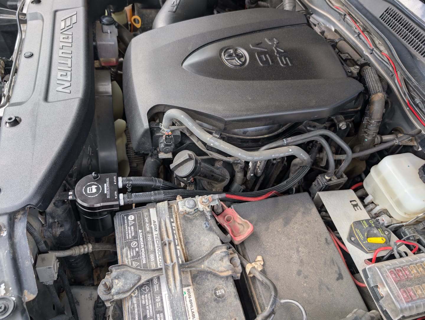 Customer photo review of 2016+ 3.5L V6 Toyota Tacoma Catch Can Kit