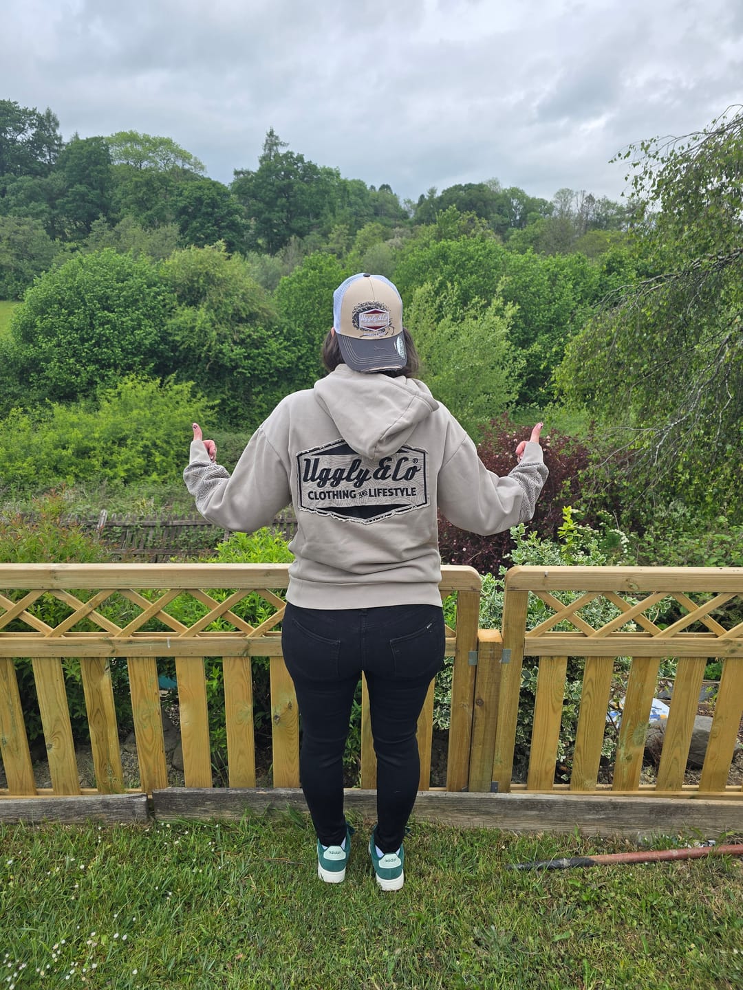 Customer photo review of Beige Surf Diamond Hoodie
