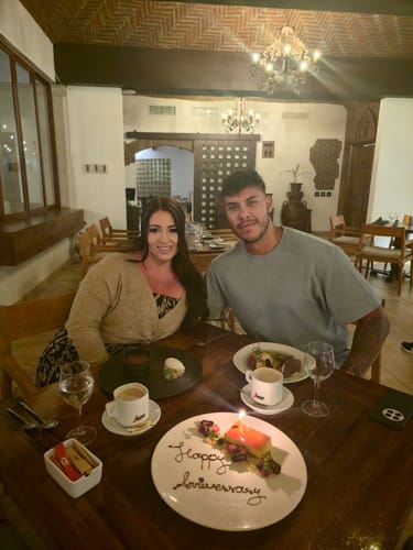 Customer photo review of Oversized Waffle Tee - Light Blue