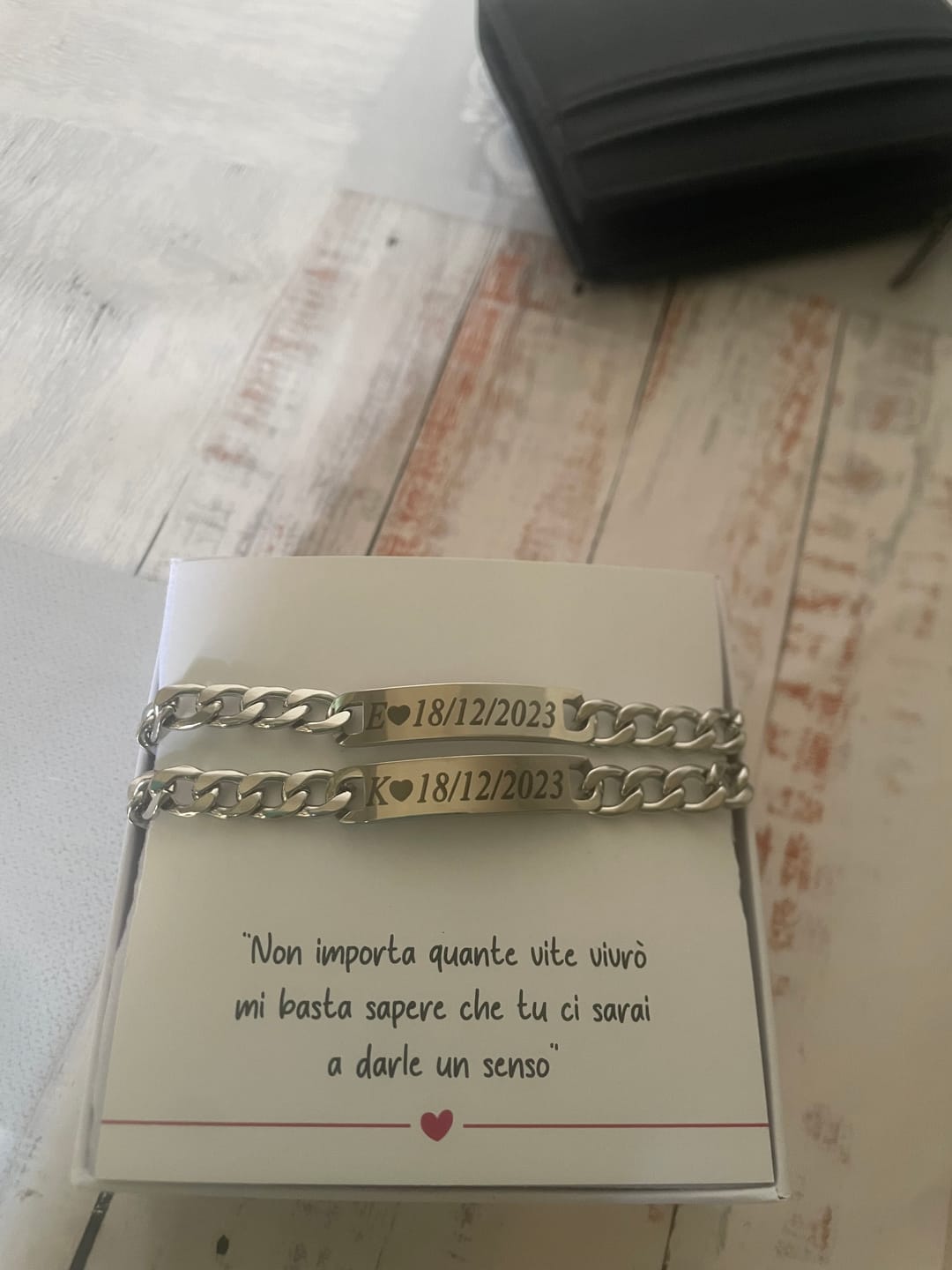 Customer photo review of Coppia di Bracciali Amore Eterno Personalizzati con incisione