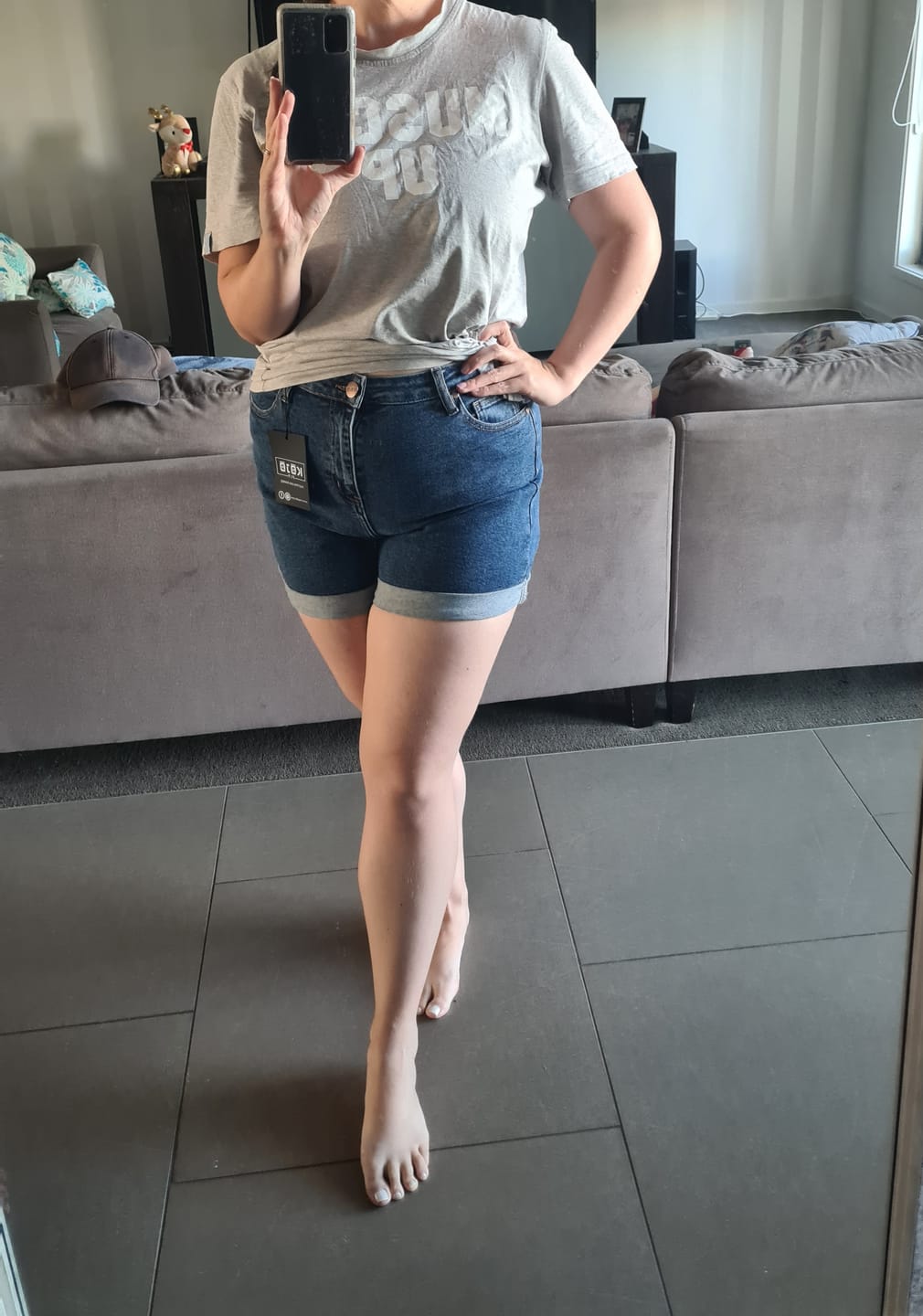 Customer photo review of Impact Classic Jeans Shorts - Dark Blue