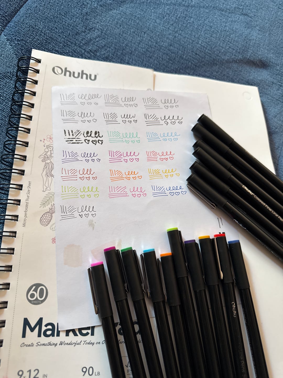 Customer photo review of Ohuhu Hana Highway Fineliner Drawing Pens,18 Pack