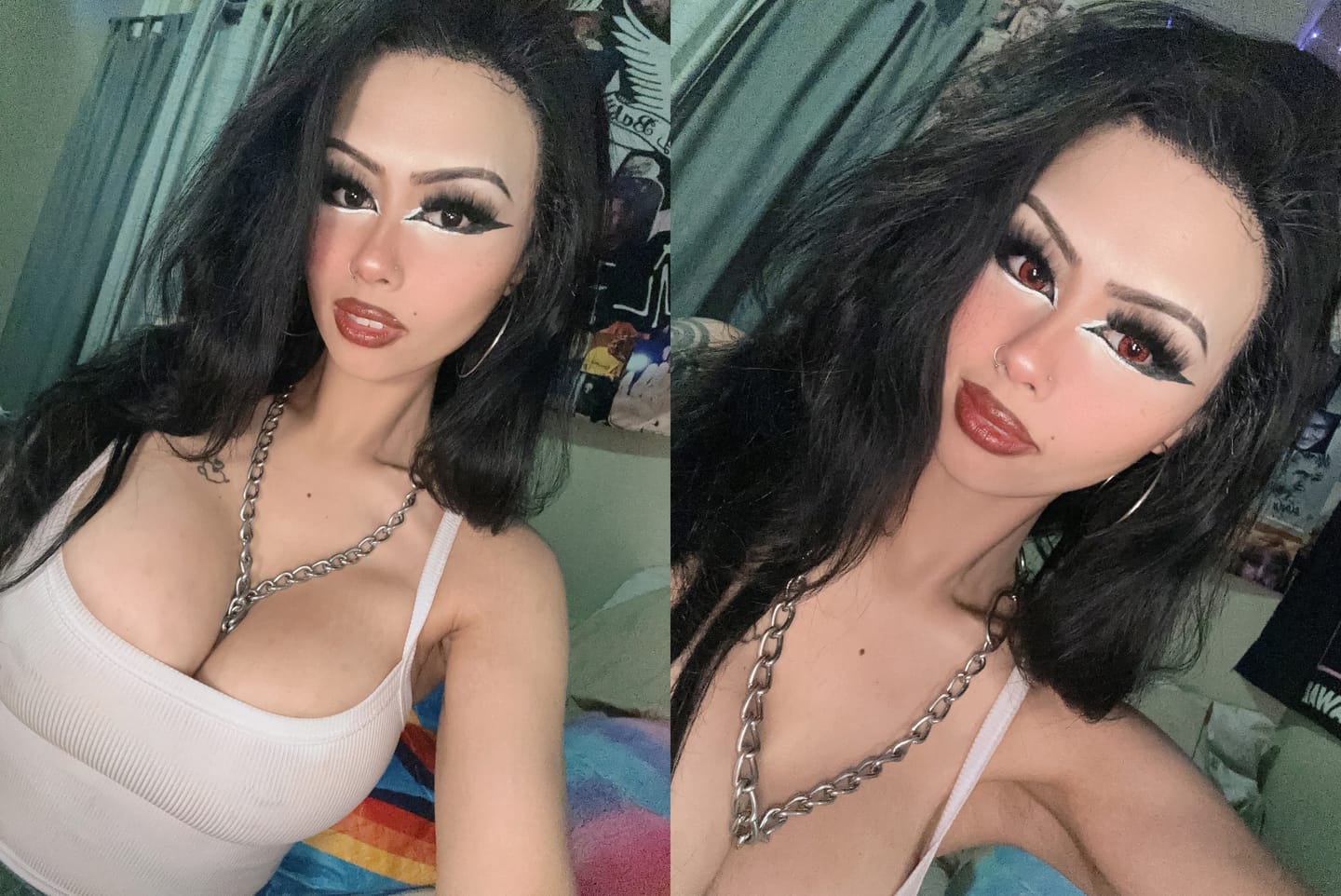 Customer photo review of Cosplay ICE Red Prescription Colored Contact Lenses