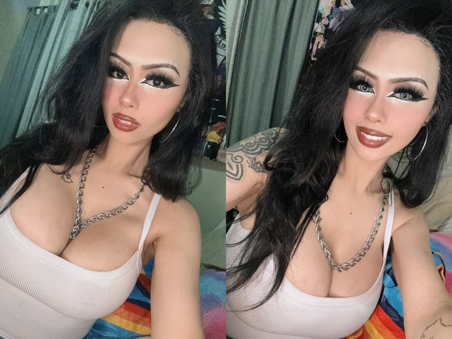 Customer photo review of Aine Swan Lake Blue Prescription Colored Contact Lenses