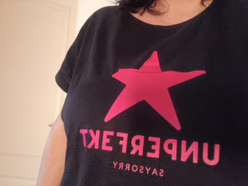 Customer photo review of Organic Alle-Größen-Shirt »Unperfekt mit Stern in Pink«