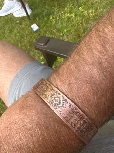 Customer photo review of Mens Masonic Bangle Pure Copper - Magnetic