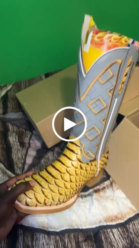 Customer video review of Mens Butter Python Leather Boots With Grey Shaft