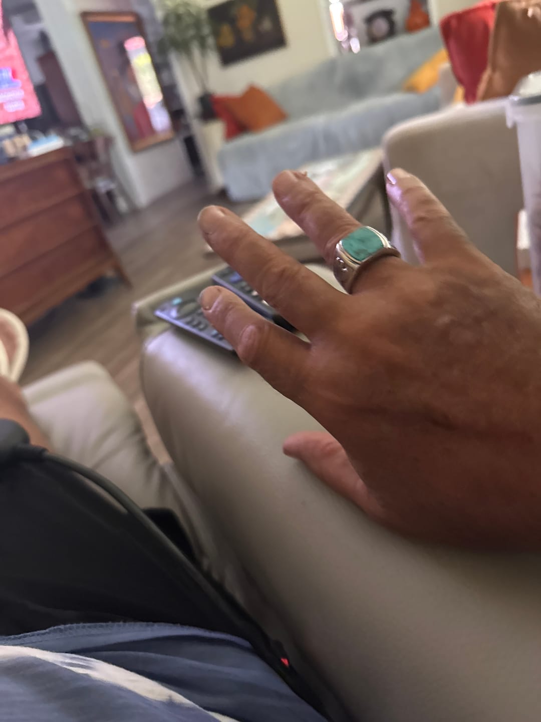 Customer photo review of Eagle Turquoise Ring for Men Sterling Silver