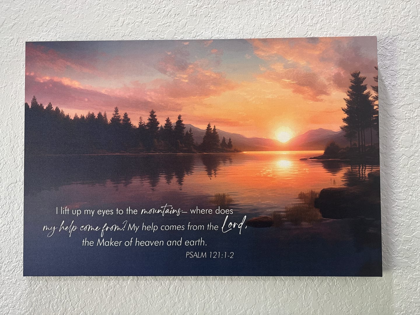 Customer photo review of Psalm 121:1-2 My Help Cometh From The Lord Wall Art Canvas
