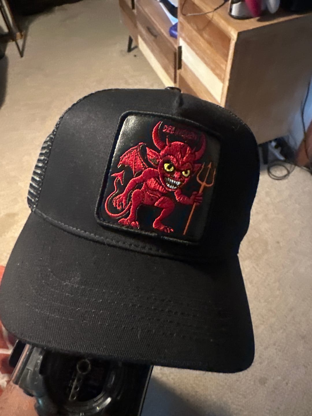 Customer photo review of Little Devil "Delinquent" trucker hat