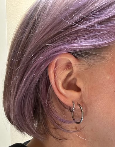 Customer photo review of My Huggies Hoop Earrings