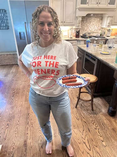 Customer photo review of Just Here For The Wieners Tee