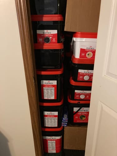 Customer photo review of ReadyWise Freeze Dried Meat & Rice Survival Bucket