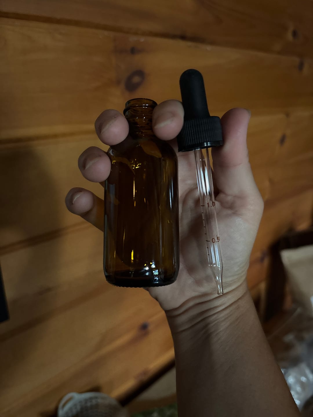 Customer photo review of 2 oz Amber Glass Boston Round Bottle With Black Dropper (24/72 Pack)