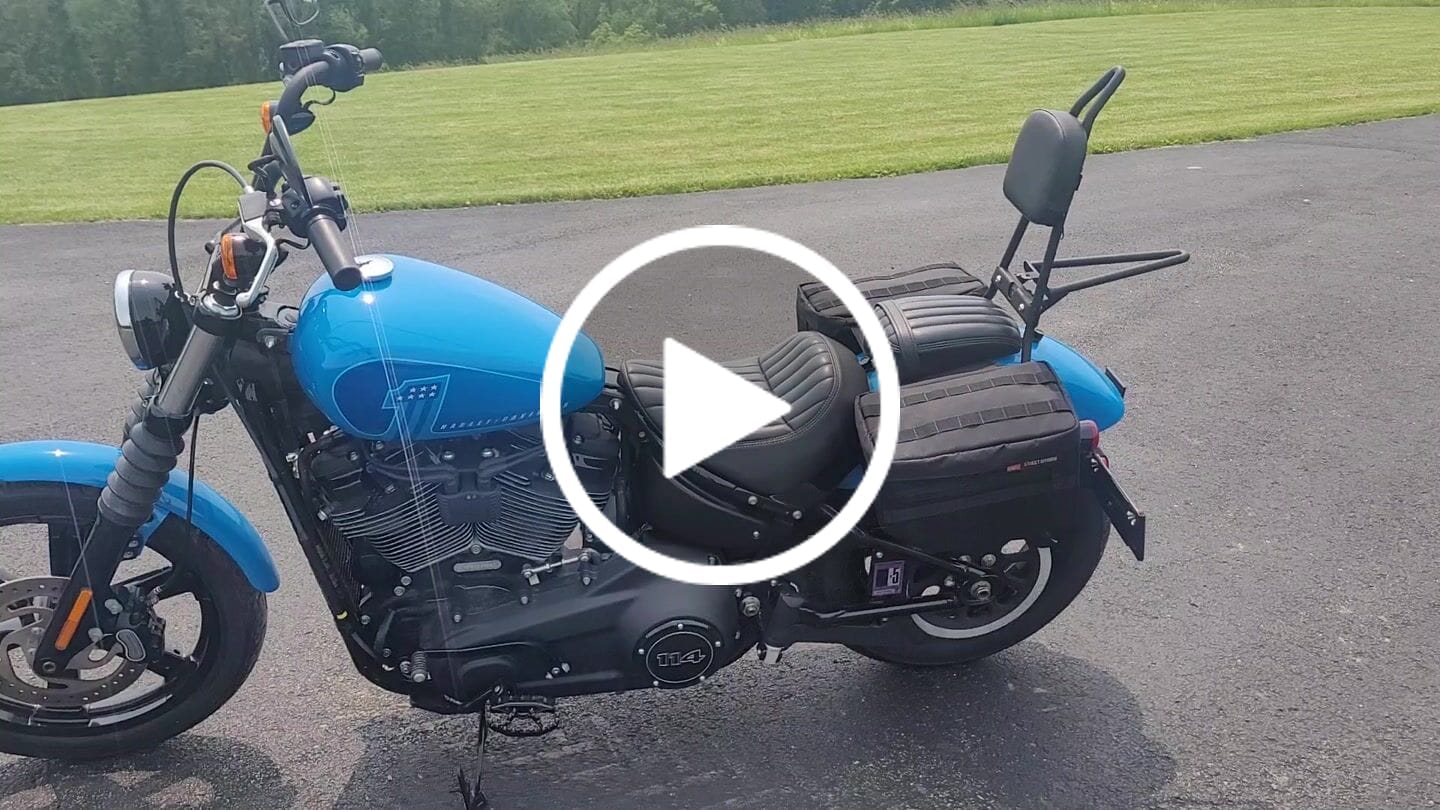 Customer video review of 18L - Patriot Medium Motorcycle Throw Over Saddlebags for Harley Softail Street Bob FXBB