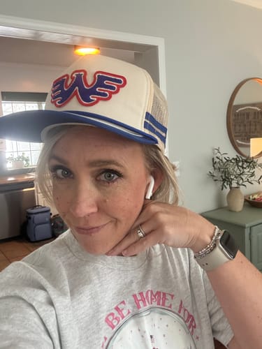 Customer photo review of Seager x Waylon Jennings Flying W Snapback Hat - Vintage White/Blue