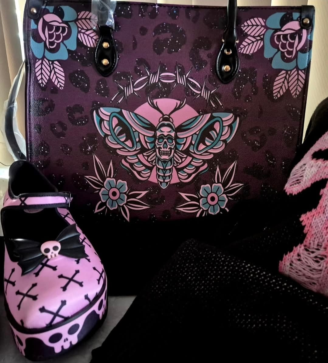 Customer photo review of Death Moth Vintage Print - Leather Handbag