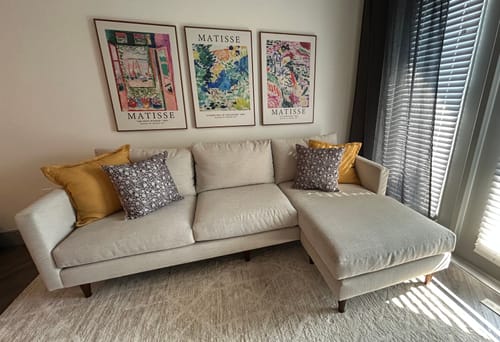 Customer photo review of Wallace 98" Untufted Reversible Chaise Sofa
