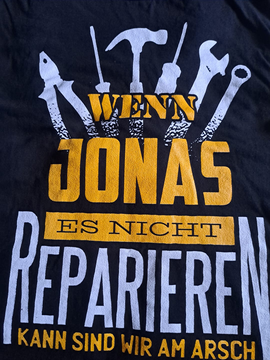 Customer photo review of Lustiges Handwerker und Heimwerker Herren T-Shirt personalisierbar