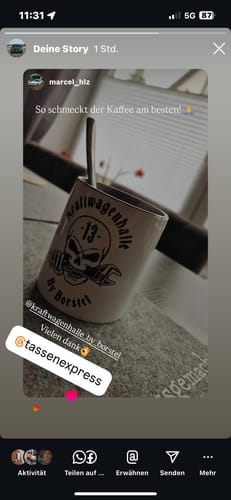 Customer photo review of TassenExpress - Becher Keramik Tasse mit Logo bedruckt 325ml Firmenlogo
