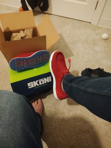 Customer photo review of SKŌNI Men's Golf Shoe Waterproof- Red