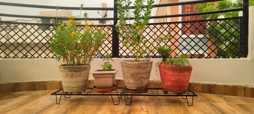 Customer photo review of United Crafts Indoor & Outdoor Rectangle Heavy Flower Pot Stand