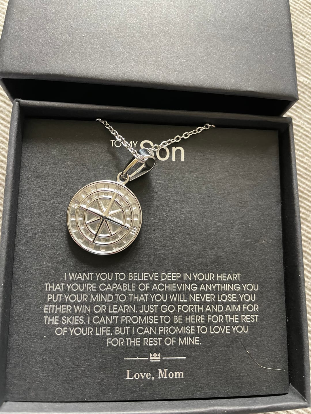 Customer photo review of "To My Son/Grandson" - Compass Pendant