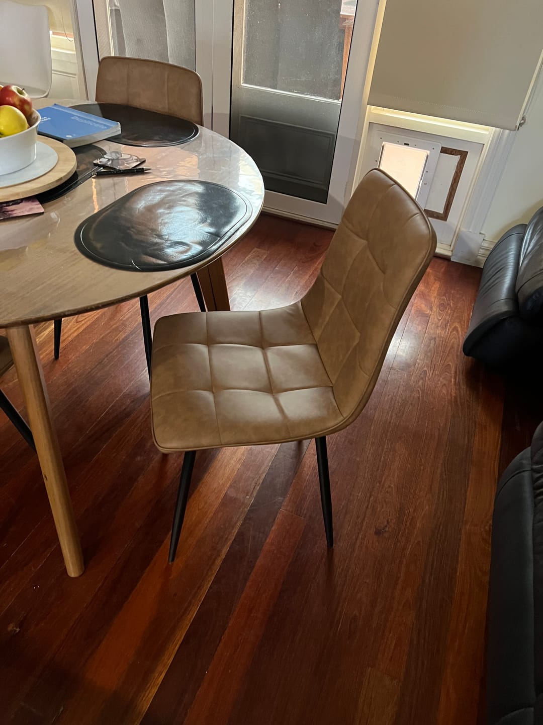 Customer photo review of Levede 4x Dining Chairs Kitchen Chair Brown Faux Leather