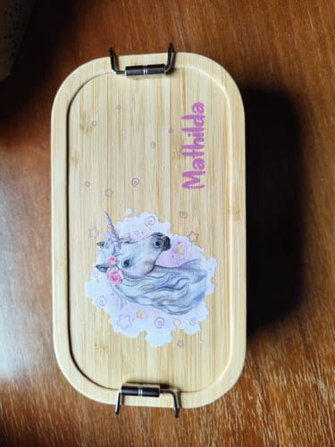 Kundenbewertung mit Foto zu Bedruckte Brotdose & Trinkflasche im Set - Einhorn