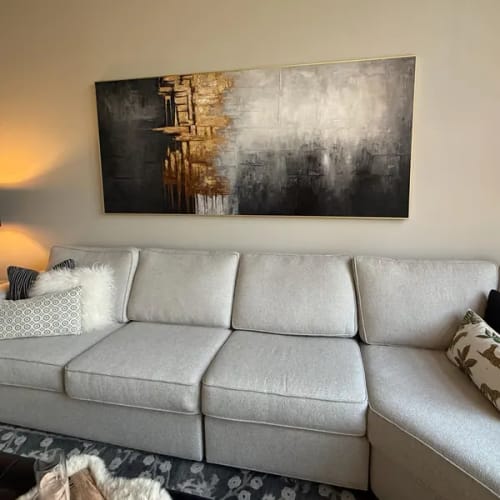 Customer photo review of Modern Abstract Textured Wall Art -Urban Radiance Luxury Painting for Living Room
