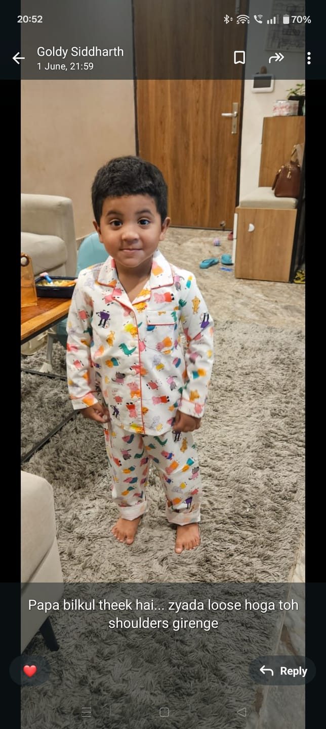 Customer photo review of White Doodle Peppa Pig Night Suit