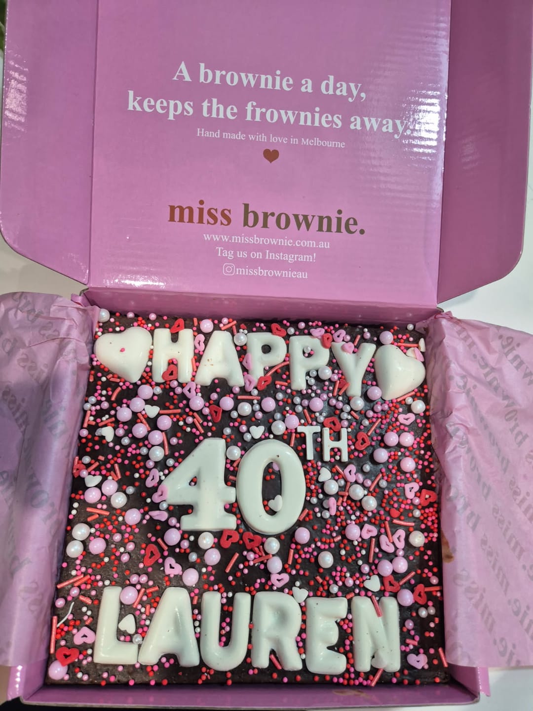 Customer photo review of Mini Custom Love Brownie
