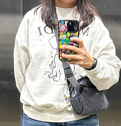 Customer photo review of MARDI MERCREDI - SWEATSHIRT SWING THE TAIL DDANJI FLOWER NECKLACE_OATMEAL PINK