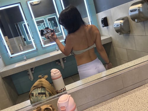 Customer photo review of Clay Spray Twist Back Bandeau Bra