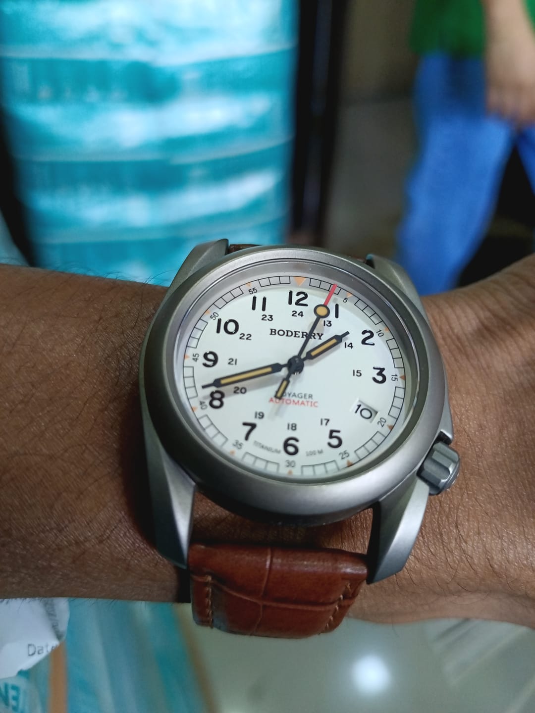 Customer photo review of VOYAGER - 100M Waterproof Titanium Automatic Field Watch | White