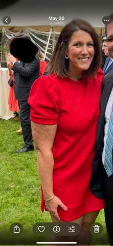 Customer photo review of Subtle Argyle Puff Sleeve Dress