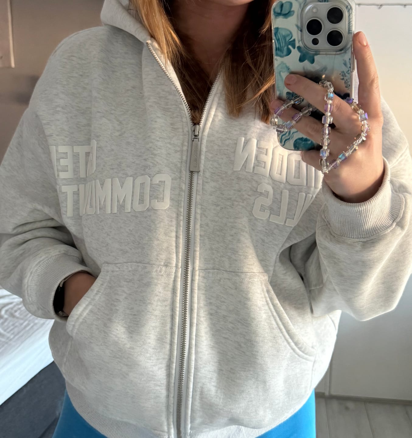 Customer photo review of GATED COMMUNITY ZIP HOODIE LIGHT GREY