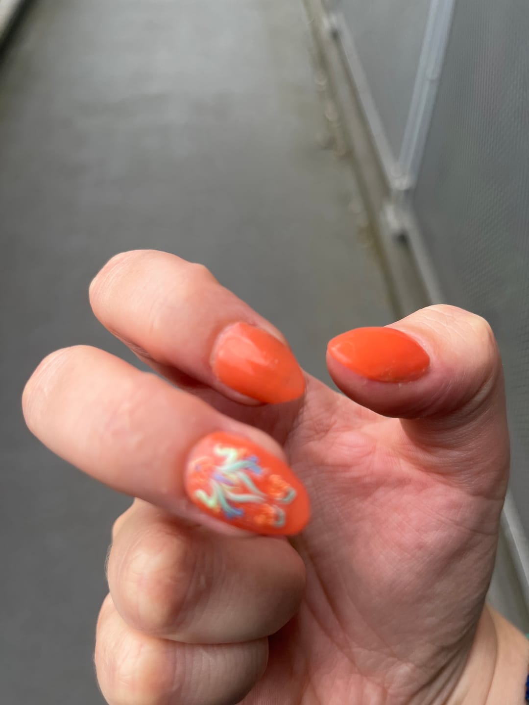 Customer photo review of Neon Orange Dipping Powder