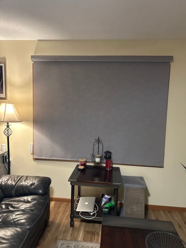 Customer photo review of SmartWings Motorized Light Filtering Roller Shades 70% Blackout Safari