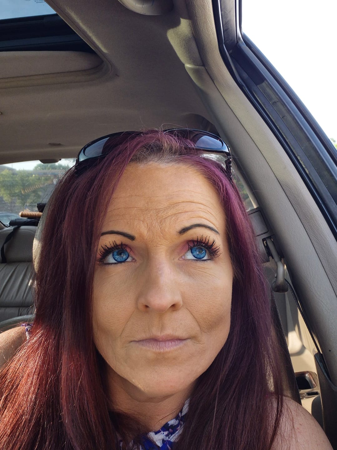 Customer photo review of Amaretto Blue Prescription Colored Contact Lenses
