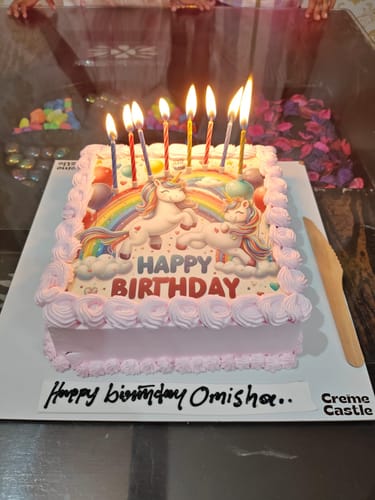 Customer photo review of Unicorn Photo Cake
