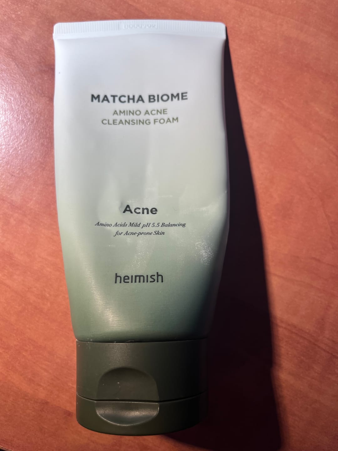 Customer photo review of Pretiekaisuma putiņas ar matchu un probiotiķiem Heimish Matcha Biome Amino Acne Cleansing Foam