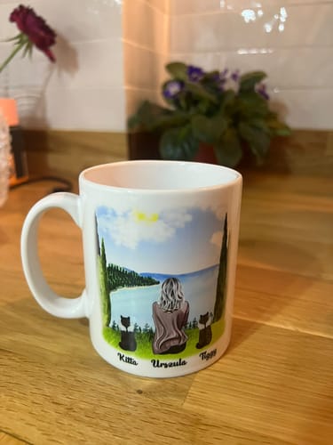 Customer photo review of Woman & Cats Mug - Forever in my heart - memorial mug - Personalised Mug