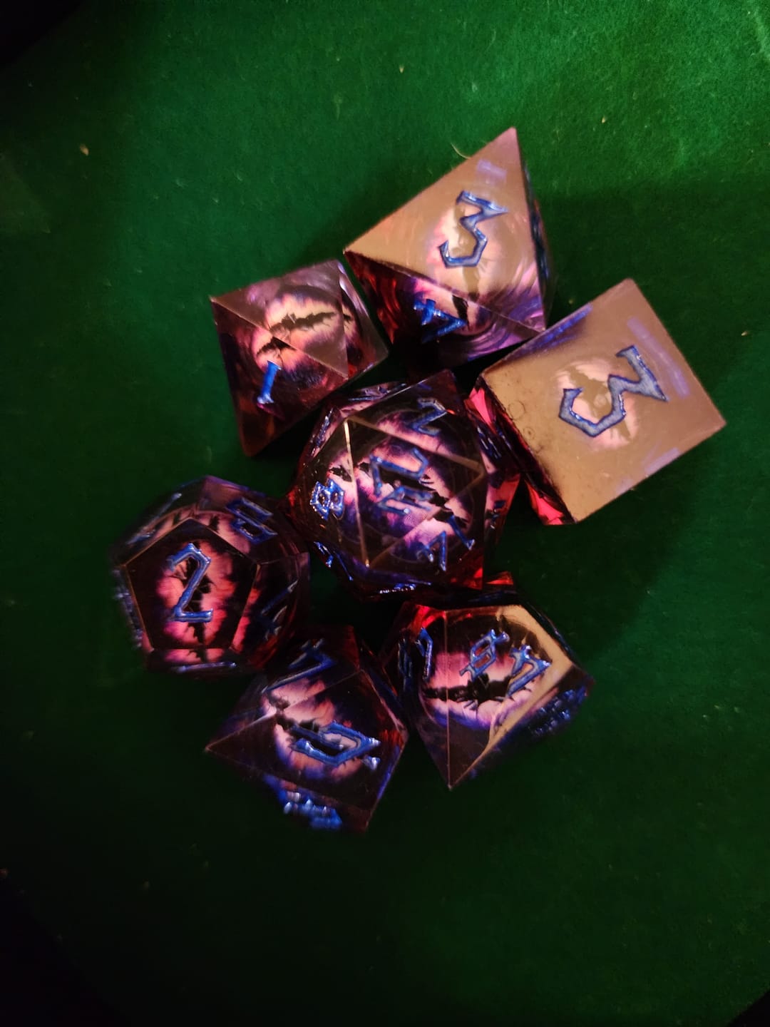 Customer photo review of Enchanted Dragon (Red) Liquid Core Dice Set