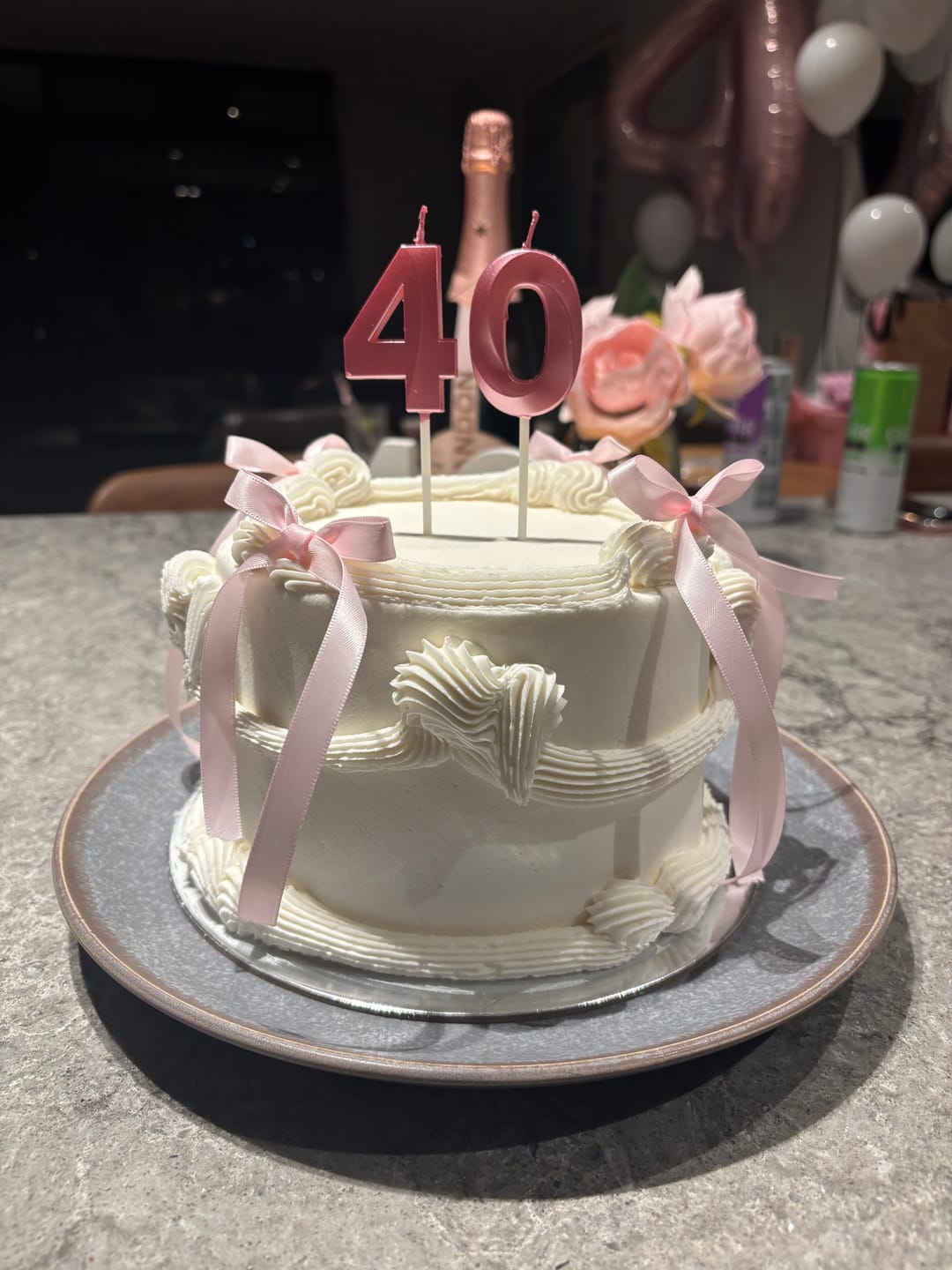 Customer photo review of White & Pink Ribbons Cake