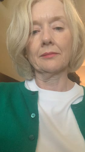 Customer photo review of New Jade Green Cashmere Crew Neck Cardigan Small