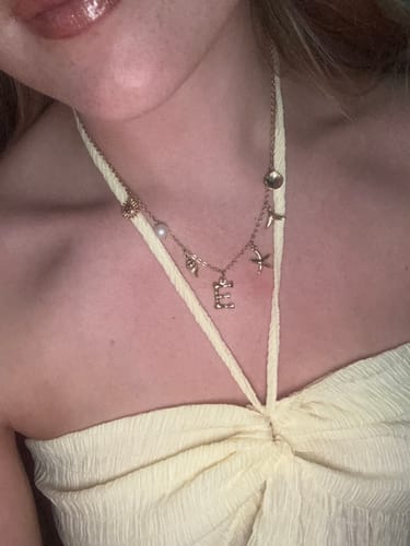 Customer photo review of GOLD OCEAN LETTER NECKLACE