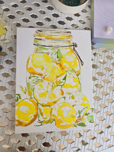 Customer photo review of צביעה לפי מספרים - ציור לימונים בצנצנת